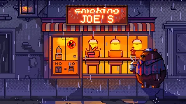 Pixel Rainy Corner Cafe