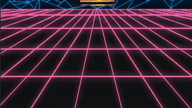 Neon Wireframe Grid Horizon